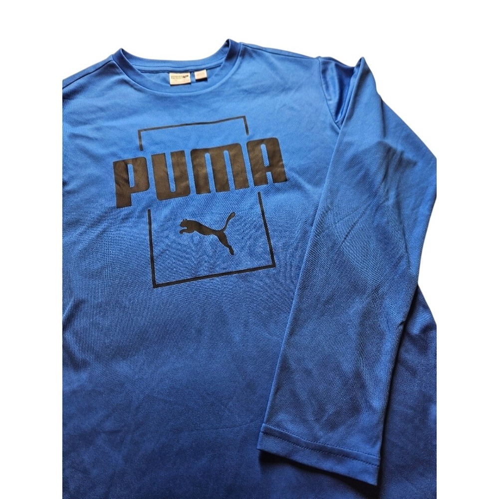 Puma Boys Blue Long Sleeve Performance Graphic T-Shirt Size L 14/16 1616823